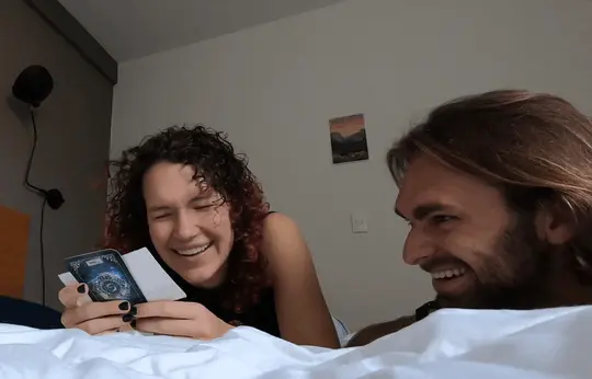 Klau laughing at one of the cards